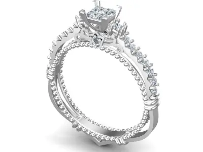 Gold Engagement Diamonds Ring 3D print model