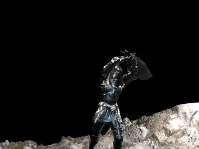 Animated paladin in Blender Low-poly 3D model
