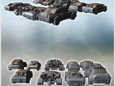 Set of post-apocalypse cars incl BMW 735i buggy  9 - Future Sci- 3D print model