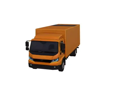 Low Poly Generic Box Truck Vehicle Model PBR Texture Low-poly 3D model