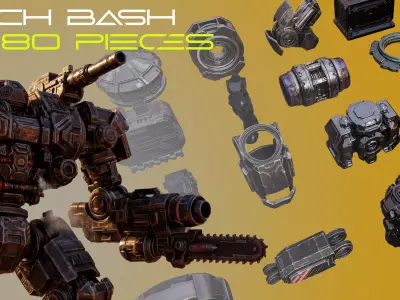 SciFi Mech Hard Surface Kitbash Pack Vol 1   80 Pieces 3D model