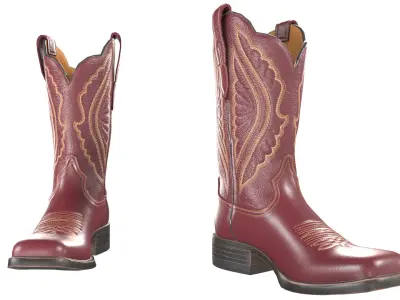 Red Stitch Cowgirl Boots 3D model