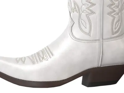 White Western Boots 3D model