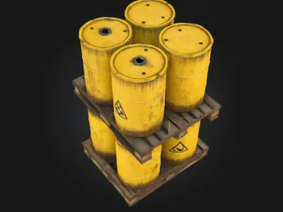 Barrels on Pallet  Hazardous Cargo for High-Stakes Scenes 3D model