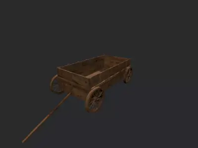 Wooden Cart Low-poly 3D model 12