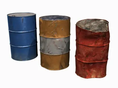 Low Poly 55 Gallon Drums Low-poly 3D model