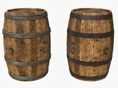 Wooden Barrels Assets 3 Low-poly 3D model