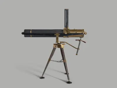 Gatling gun Low-poly 3D model purchase