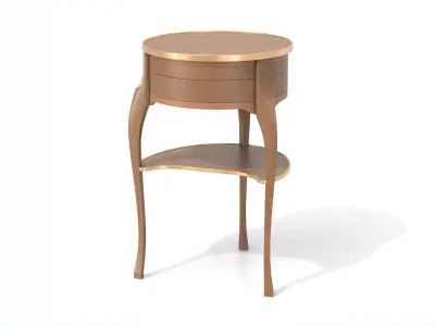 Antique Wooden Round Side Table Low-poly 3D model