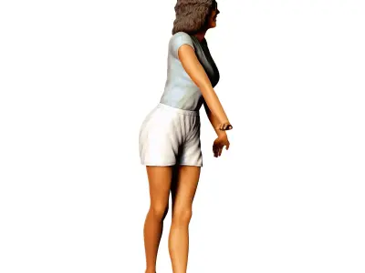 N7 woman from 60s posing with cars 3D print model
