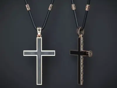 A CROSS WITH A STONE AND A SET OF EYELET AND BEADS INSERTS  3D print model