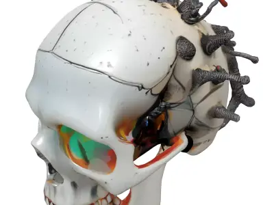 Cybernetic SciFi Skull Concept Low-poly 3D model