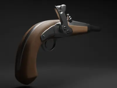 LOW POLY Flintlock Pistol  Low-poly 3D model