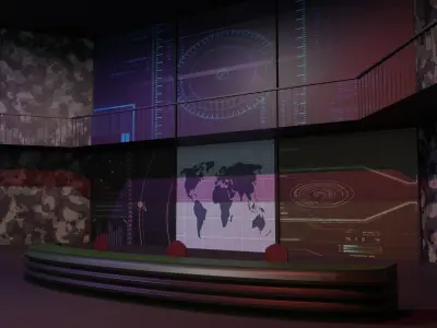 Military Mission Control Center  Low-poly 3D model