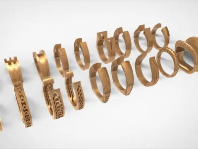 Various Shanks Rings Jewelry findings Hand Engraved Style 3D print model
