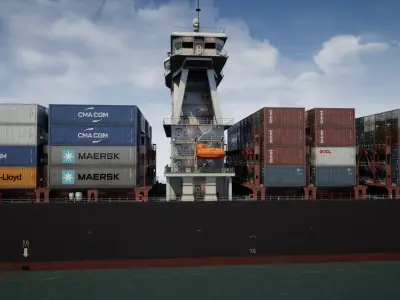  Cargo Ship Container Ship - low poly 