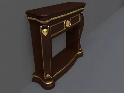 kamin ornate fireplace with gold trim 3D model