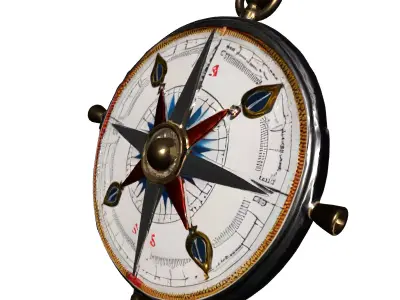 Vintage Ornate Navigation Compass Low-poly 3D model