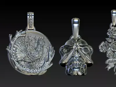 Antique Skull Pendant  Gothic Warrior Relic 3D Print STL 3D print model purchase