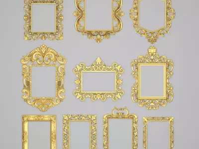 Collection Of 10 Classic Frame Mirrors Part 1 3D model