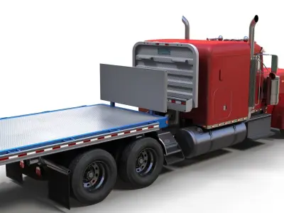 Peterbilt 379 flatbed trailer Low-poly 3D model