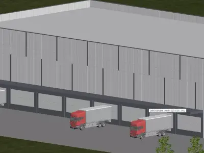 modern factory building 3D model