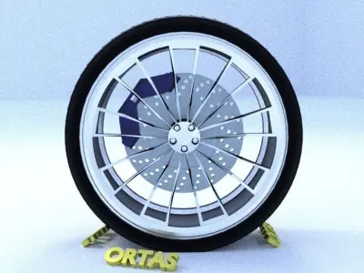 ORTAS CAR RIM 2 GAME READY RIM TIRE AND DISC 3D model