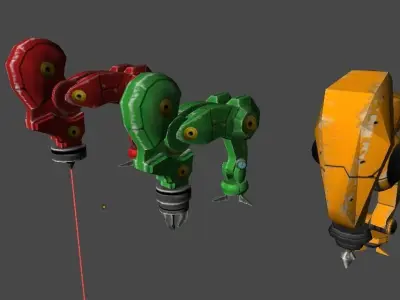 Cartoon industrial robots Low-poly 3D model