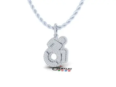 Custom Disabled Wheelchair Diamond Pendant - Necklace  3D print model