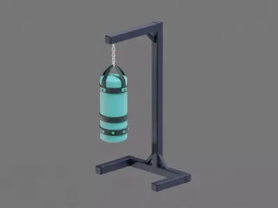 Punch bag and stand Low-poly 3D model