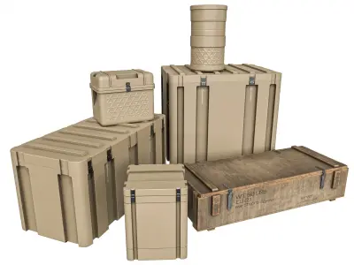 Military Crate Package Low-poly 3D model