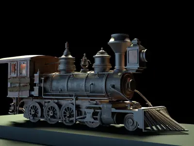 Rustic Steam Train Locomotive 3D model