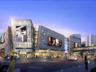 3Dmax fashion city commercial square building 100 3D model