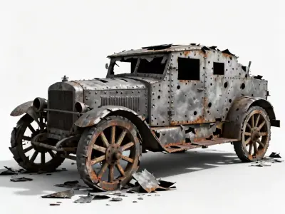 WWI Armored Car Scrap 3D Model 3D Model Low-poly 3D model