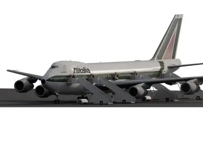  1970s Boeing 747-143 with interior 3D model