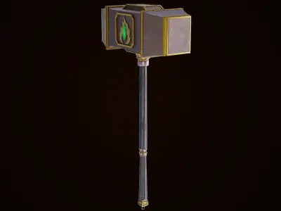 Battle Hammer 02 All PBR Unity UE V-Ray Textures Included Low-poly 3D model
