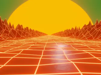3D Retro Sunset 3D model