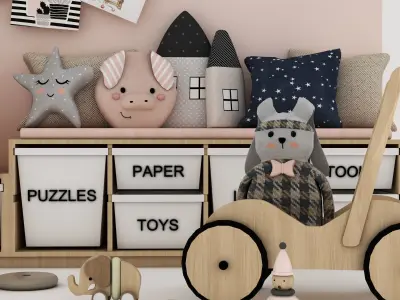 toys and furniture set  Low-poly 3D model
