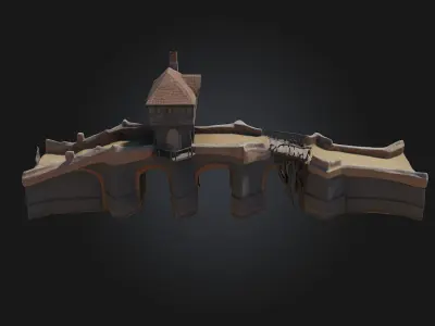Medieval Bridge House  Where Architecture Meets Adventure 3D model
