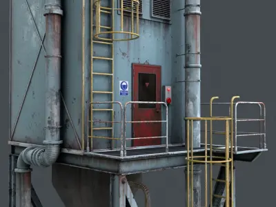 Industrial Hopper Structure Weathered Low-poly 3D model