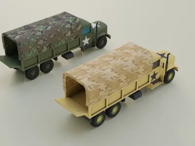 Military Truck Set Low-poly 3D model
