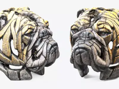 Bulldog  Bust Edge Decor Bust Low-poly 3D model