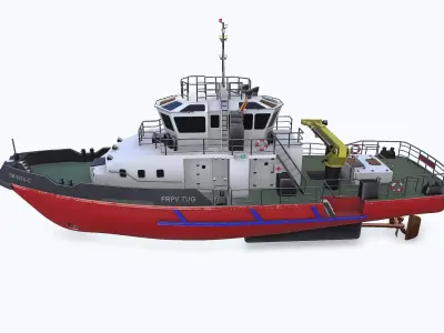 Fast Responsive Tugboat Low-poly PBR Low-poly 3D model