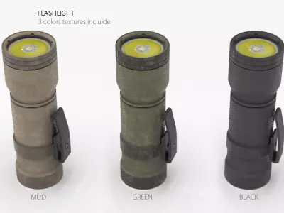 FLASHLIGHT wooden magnifying glass Low-poly 3D model