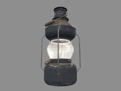 Vintage old oil lamp 3 3D model