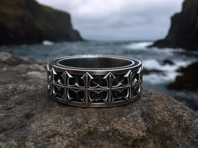 Medieval Ornate Gothic Masswerk Cross Pattern Band 3D print model