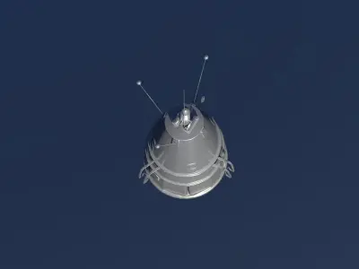 Sputnik 3 spacecraft flying in sky Low-poly 3D model