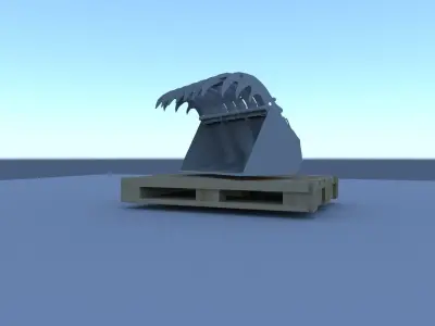 Grab-Shovel wooden pallet with piece of wood on top Low-poly 3D model