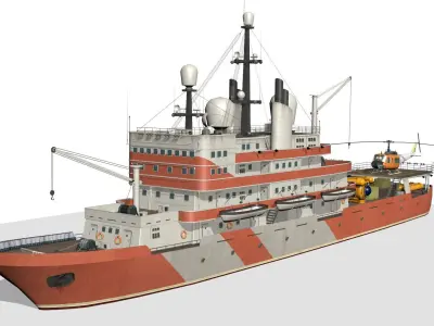 research vessel Low-poly 3D model by sobul