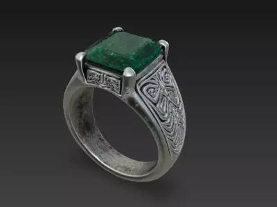 Emerald Sultan Signet 3D Model Low-poly 3D model